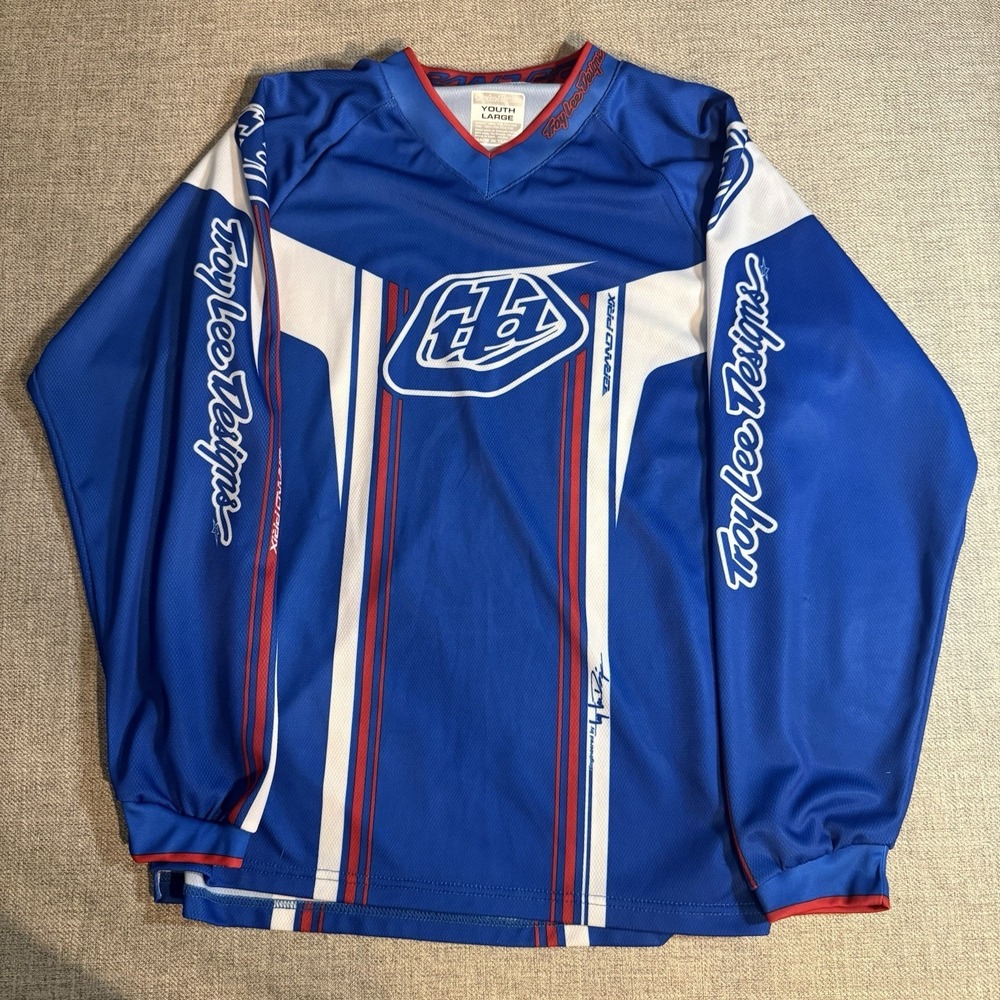 Troy Lee Designs GP Air Youth Large Motocross Jersey Blue Red USA MX BMX